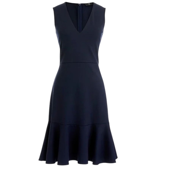 NWT J.CREW Black V Neck Stretch Ponte Sleeveless Ruffle Hem Sheath Dress 6 - Picture 10 of 10